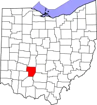 Localização do Map of Ohio highlighting Fayette County