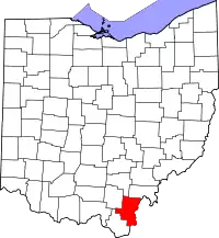 Localização do Map of Ohio highlighting Gallia County