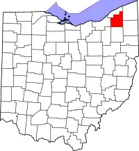 Localização do Map of Ohio highlighting Geauga County