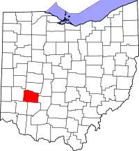 Localização do Map of Ohio highlighting Greene County