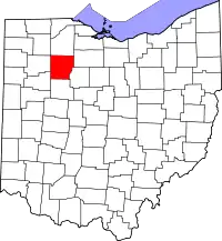 Localização do Map of Ohio highlighting Hancock County