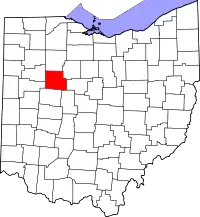 Localização do Map of Ohio highlighting Hardin County