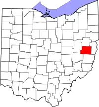 Localização do Map of Ohio highlighting Harrison County