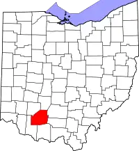 Localização do Map of Ohio highlighting Highland County