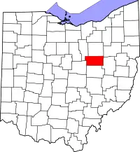 Localização do Map of Ohio highlighting Holmes County