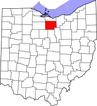Localização do Map of Ohio highlighting Huron County