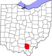 Localização do Map of Ohio highlighting Jackson County