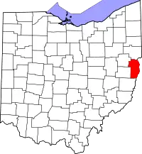 Localização do Map of Ohio highlighting Jefferson County