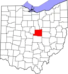Localização do Map of Ohio highlighting Knox County