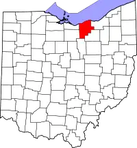 Localização do Map of Ohio highlighting Lorain County
