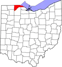 Localização do Map of Ohio highlighting Lucas County