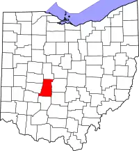 Localização do Map of Ohio highlighting Madison County