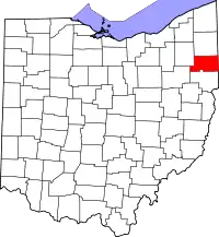 Localização do Map of Ohio highlighting Mahoning County