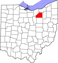 Localização do Map of Ohio highlighting Medina County