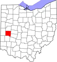 Localização do Map of Ohio highlighting Miami County