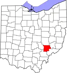 Localização do Map of Ohio highlighting Morgan County