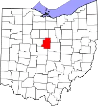 Localização do Map of Ohio highlighting Morrow County