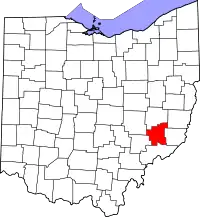 Localização do Map of Ohio highlighting Noble County