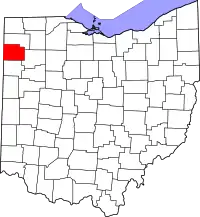 Localização do Map of Ohio highlighting Paulding County