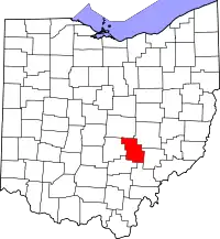 Localização do Map of Ohio highlighting Perry County
