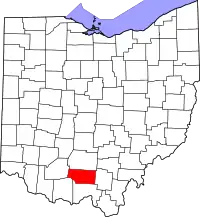 Localização do Map of Ohio highlighting Pike County