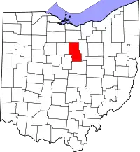 Localização do Map of Ohio highlighting Richland County