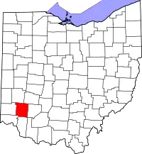 Localização do Map of Ohio highlighting Warren County