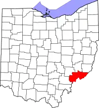Localização do Map of Ohio highlighting Washington County