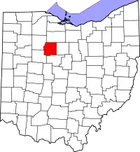 Localização do Map of Ohio highlighting Wyandot County
