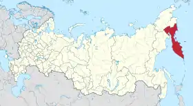 Localização do Krai de Camecháteca na Rússia.
