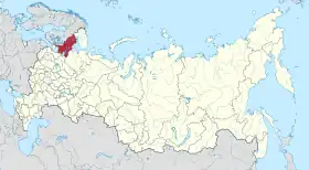 Localização da República da Carélia na Rússia.