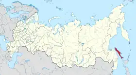 Localização do oblast de Sacalina na Rússia.
