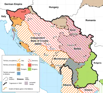 map of Axis-held Yugoslavia