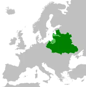 Localização de Reino da Polônia e Grão-Ducado da Lituânia