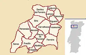 Localização no município de Paços de Ferreira