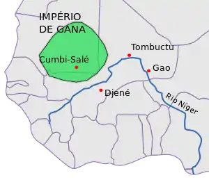 Gana na sua maior extensão.