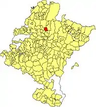 Localização do município de Odieta em Navarra