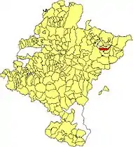 Localização do município de Sarriés em Navarra