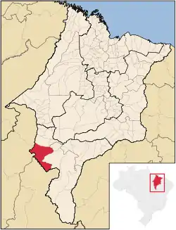 Localização de Carolina no Maranhão