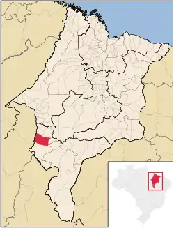 Localização de Estreito no Maranhão