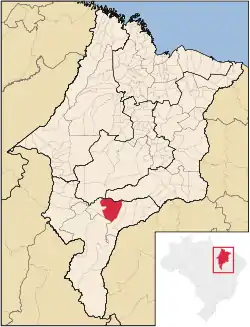 Localização de São Raimundo das Mangabeiras no Maranhão