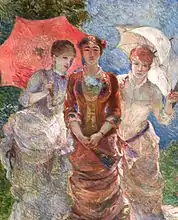 Trio's femmes aux paraplus, óleo sobre tela, 1880