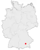 Mapa da Alemanha, posição de Markt Schwaben acentuada