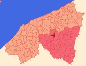 Localização do municipio, dentro da região.