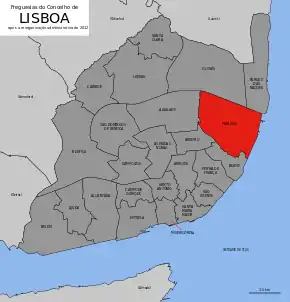 Localização no município de Lisboa