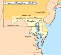 Um mapa da Província de Maryland.