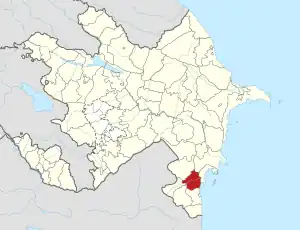 Mapa do Azerbaijão mostrando o distrito de Lerik