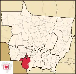 Localização de Cáceres em Mato Grosso