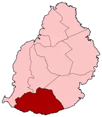 Localização do distrito de Savanne na Maurícia