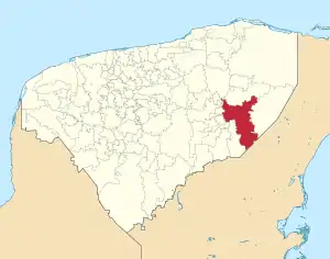 Localização do município de Valladolid no estado do Iucatão
